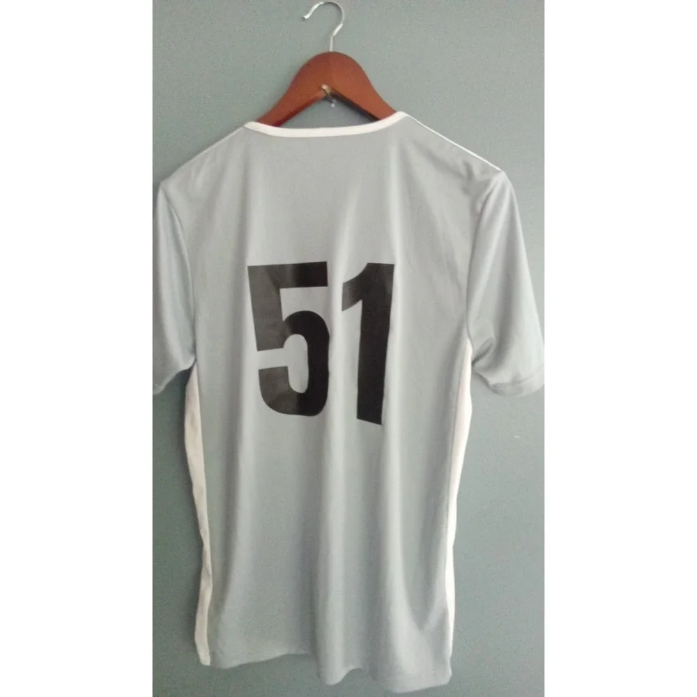 Adidas Climalite Soccer Jersey Grey White Short Sleeve Number 51 Mens Small